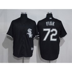 MLB Chicago White Sox 72 Carlton Fisk Black Stitched Majestic Cool Base Men Jersey