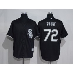MLB Chicago White Sox 72 Carlton Fisk Black Stitched Majestic Cool Base Men Jersey