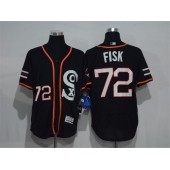 MLB Chicago White Sox 72 Carlton Fisk Retired Black Retro 2016 Flexbase Majestic Baseball Men Jersey