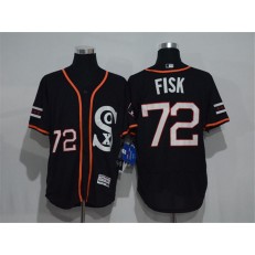 MLB Chicago White Sox 72 Carlton Fisk Retired Black Retro 2016 Flexbase Majestic Baseball Men Jersey