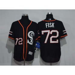MLB Chicago White Sox 72 Carlton Fisk Retired Black Retro 2016 Flexbase Majestic Baseball Men Jersey