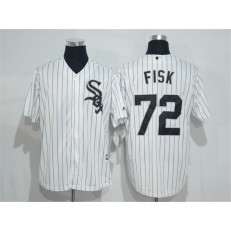 MLB Chicago White Sox 72 Carlton Fisk Retired White Home Stitched Majestic Cool Base Men Jersey