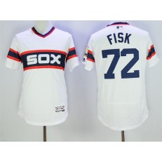 MLB Chicago White Sox 72 Carlton Fisk Retired White Pullover 2016 Flexbase Majestic Baseball Men Jersey