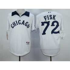 MLB Chicago White Sox 72 Carlton Fisk White 1976 Turn Back The Clock Men Jersey
