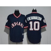 MLB Cleveland Indians 10 Edwin Encarnacion Navy Blue 1976 Turn Back The Clock Stitched Men Jersey