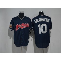 MLB Cleveland Indians 10 Edwin Encarnacion Navy Blue 2017 Spring Training Stitched Majestic Cool Base Men Jersey