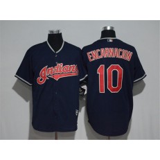 MLB Cleveland Indians 10 Edwin Encarnacion Navy Blue Stitched Majestic Cool Base Men Jersey