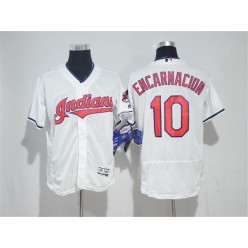 MLB Cleveland Indians 10 Edwin Encarnacion White Home 2016 Flexbase Majestic Baseball Men Jersey