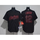 MLB Cleveland Indians 12 Francisco Lindor Black 2017 New Cool Base Baseball Men Jersey