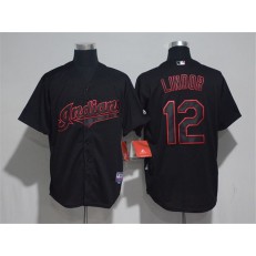MLB Cleveland Indians 12 Francisco Lindor Black 2017 New Cool Base Baseball Men Jersey