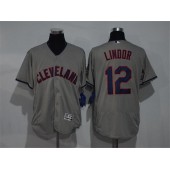 MLB Cleveland Indians 12 Francisco Lindor Gray Road 2016 Flexbase Majestic Baseball Men Jersey