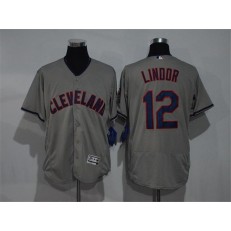 MLB Cleveland Indians 12 Francisco Lindor Gray Road 2016 Flexbase Majestic Baseball Men Jersey