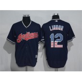 MLB Cleveland Indians 12 Francisco Lindor USA Flag Fashion Men Jersey