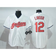 MLB Cleveland Indians 12 Francisco Lindor White Home 2016 Cool Base Majestic Baseball Men Jersey