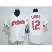 MLB Cleveland Indians 12 Francisco Lindor White Home 2016 Flexbase Majestic Baseball Men Jersey
