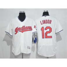 MLB Cleveland Indians 12 Francisco Lindor White Home 2016 Flexbase Majestic Baseball Men Jersey
