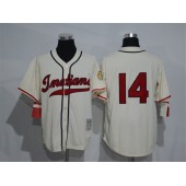 MLB Cleveland Indians 14 Larry Doby 1948 Cream Mitchell & Ness Throwback Men Jersey