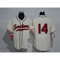 MLB Cleveland Indians 14 Larry Doby 1948 Cream Mitchell & Ness Throwback Men Jersey