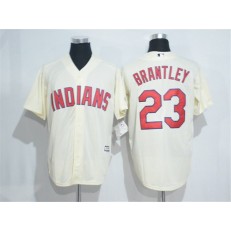 MLB Cleveland Indians 23 Michael Brantley Cream Stitched Majestic Cool Base Men Jersey