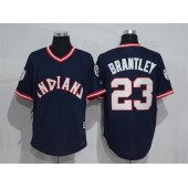 MLB Cleveland Indians 23 Michael Brantley Navy Blue 1976 Turn Back The Clock Stitched Men Jersey