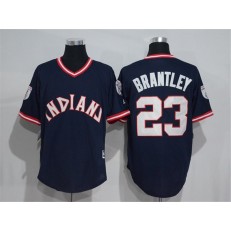 MLB Cleveland Indians 23 Michael Brantley Navy Blue 1976 Turn Back The Clock Stitched Men Jersey