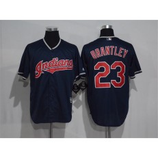 MLB Cleveland Indians 23 Michael Brantley Navy Blue Stitched Majestic Cool Base Men Jersey