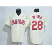 MLB Cleveland Indians 28 Corey Kluber Cream Stitched Majestic Cool Base Men Jersey