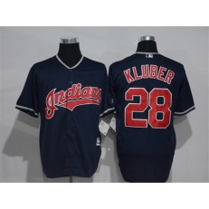 MLB Cleveland Indians 28 Corey Kluber Navy Blue Stitched Majestic Cool Base Men Jersey