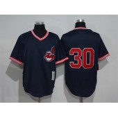 MLB Cleveland Indians 30 Joe Carter Mitchell & Ness Navy 1986 Authentic Cooperstown Collection Mesh Batting Practice Men Jersey