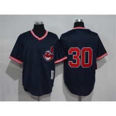 MLB Cleveland Indians 30 Joe Carter Mitchell & Ness Navy 1986 Authentic Cooperstown Collection Mesh Batting Practice Men Jersey