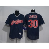 MLB Cleveland Indians 30 Joe Carter Navy Blue 2016 Flexbase Majestic Baseball Men Jersey