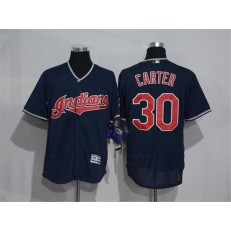 MLB Cleveland Indians 30 Joe Carter Navy Blue 2016 Flexbase Majestic Baseball Men Jersey