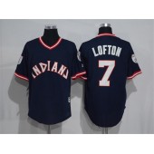 MLB Cleveland Indians 7 Kenny Lofton Navy Blue 1976 Turn Back The Clock Stitched Men Jersey