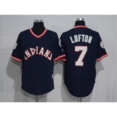 MLB Cleveland Indians 7 Kenny Lofton Navy Blue 1976 Turn Back The Clock Stitched Men Jersey