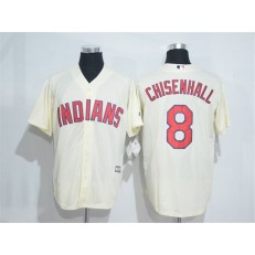 MLB Cleveland Indians 8 Lonnie Chisenhall Cream Stitched Majestic Cool Base Men Jersey