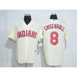 MLB Cleveland Indians 8 Lonnie Chisenhall Cream Stitched Majestic Cool Base Men Jersey