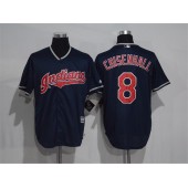 MLB Cleveland Indians 8 Lonnie Chisenhall Navy Blue Stitched Majestic Cool Base Men Jersey