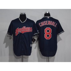 MLB Cleveland Indians 8 Lonnie Chisenhall Navy Blue Stitched Majestic Cool Base Men Jersey