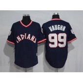 MLB Cleveland Indians 99 Rick Vaughn Navy Blue 1976 Turn Back The Clock Stitched Men Jersey