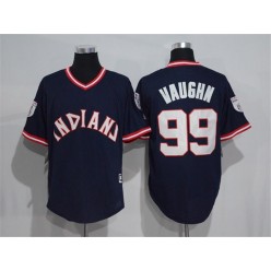 MLB Cleveland Indians 99 Rick Vaughn Navy Blue 1976 Turn Back The Clock Stitched Men Jersey