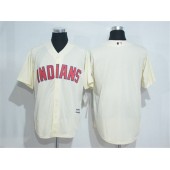 MLB Cleveland Indians Blank Cream Stitched Majestic Cool Base Men Jersey
