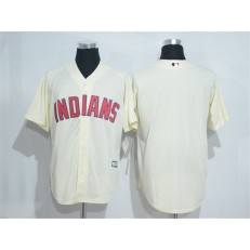 MLB Cleveland Indians Blank Cream Stitched Majestic Cool Base Men Jersey