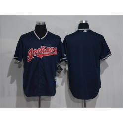 MLB Cleveland Indians Blank Navy Blue Stitched Majestic Cool Base Men Jersey