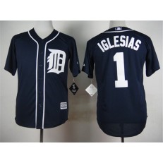 MLB Detroit Tigers 1 Jose Iglesias Alternate Navy Blue 2015 Cool Base Men Jersey
