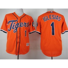 MLB Detroit Tigers 1 Jose Iglesias Alternate Orange 2015 Cool Base Men Jersey