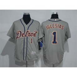 MLB Detroit Tigers 1 Jose Iglesias Gray Road 2016 Flexbase Majestic Baseball Men Jersey
