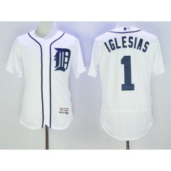 MLB Detroit Tigers 1 Jose Iglesias White Flexbase Authentic Collection Stitched Men Jersey