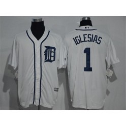 MLB Detroit Tigers 1 Jose Iglesias Whtie Home Stitched Baseball Men Jersey