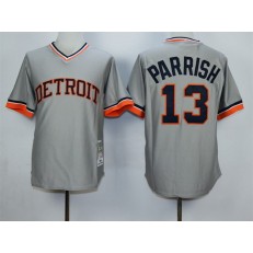 MLB Detroit Tigers 13 Lance Parrish 1984 Gray Throwback Men Jersey