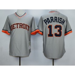 MLB Detroit Tigers 13 Lance Parrish 1984 Gray Throwback Men Jersey
